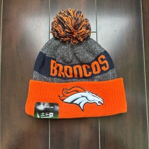 NFL Broncos Pom-Pom Beanie - Orange and Gray